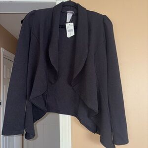 Fashion Nova Black Textured Open-Front Blazer